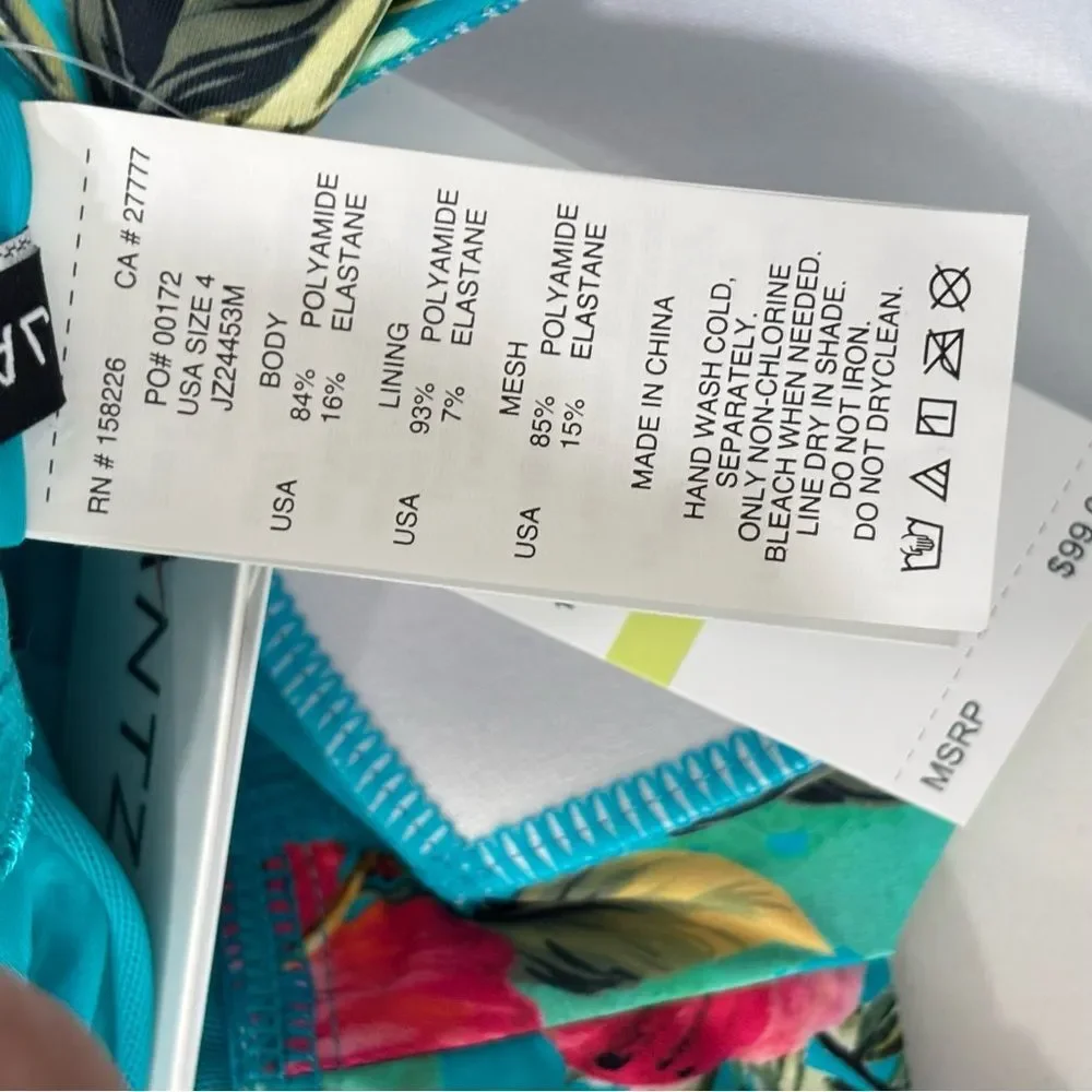 Jantzen Surplice Mio Tummy Control 1-Piece Swim Suit Swimsuit Tropical Floral 4